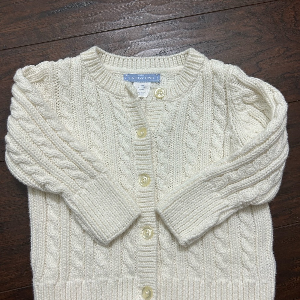 Lands' End baby Cream Cable Knit Sweater